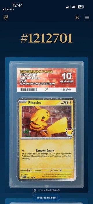 Pokémon - 1 Graded card - Pikachu Promo card - ACE 10, Nieuw