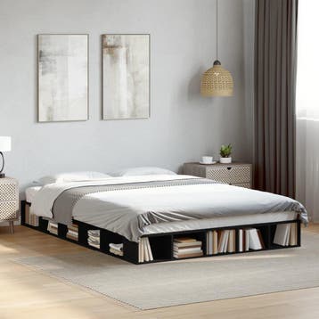 vidaXL Bedframe bewerkt hout zwart 160x200 cm, Verzenden