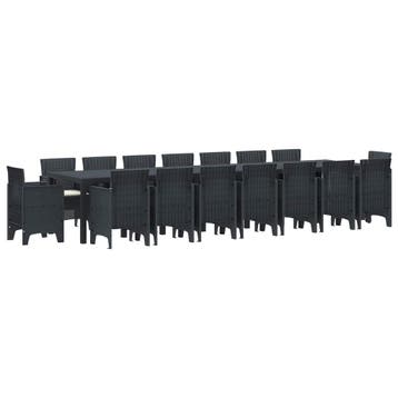 vidaXL Tuin eettafelset met kussens 17 st Antraciet PP, Verzenden, Nieuw
