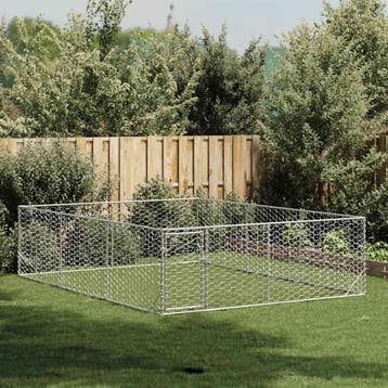 vidaXL Hondenhok voor buiten met deur 3x4x1 m gegalvaniseerd, Verzenden, Nieuw