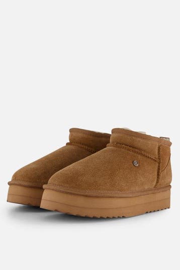 Warmbat Durack Suede Boot Plateau Dames Laarzen - Cognac..., Verzenden, Nieuw