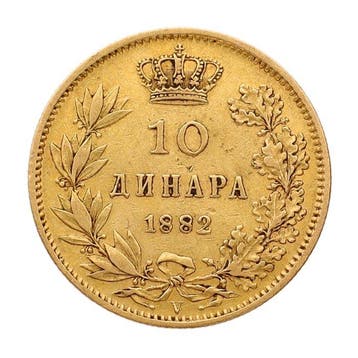 Servië. Milan I. 10 Dinara 1882 VF, Postzegels en Munten