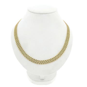 Gouden fantasieschakel collier; 14 karaat; 43,5 cm (Ketting), Handtassen en Accessoires, Ophalen of Verzenden, Gebruikt, Goud