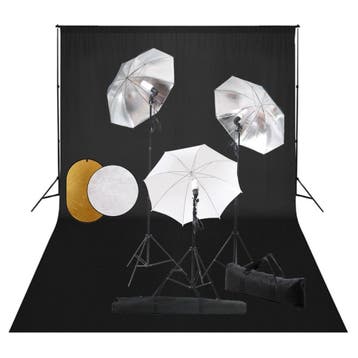 vidaXL Fotostudioset met lampen, paraplus, achtergrond en, Verzenden