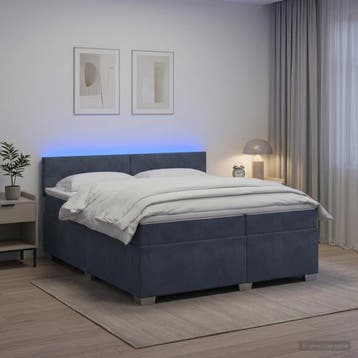 vidaXL Boxspringbed met matras en LED Donkergrijs 200 x 200, Verzenden