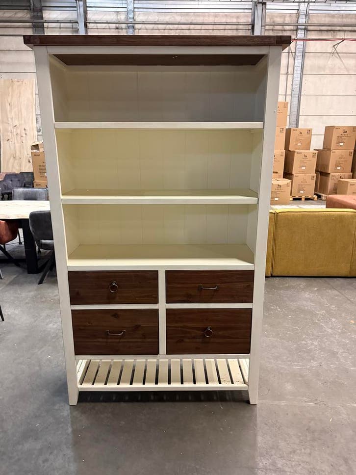 Bergkast, landelijk wit + smoke brown (nieuw, outlet), Huis en Inrichting, Kasten | Wandmeubels, Nieuw, Overige houtsoorten