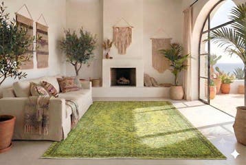 limegroen vintage - Vloerkleed - 290 cm - 165 cm - met