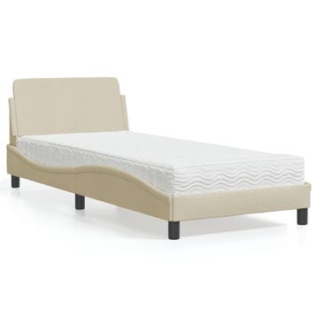 vidaXL Bed met matras Dover stof crèmekleurig 80x200 cm, Verzenden, Nieuw