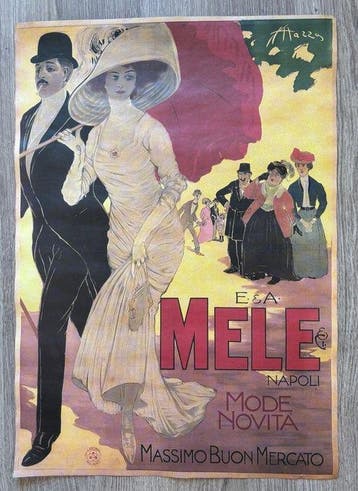 Aldo Mazza - Elegante manifesto pubblicitario E. & A. Mele