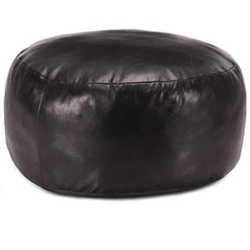 vidaXL Poef 60x30 cm echt geitenleer zwart, Verzenden, Nieuw