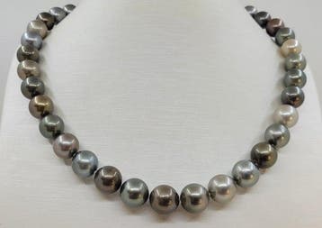 Halsketting ALGT-gecertificeerde 10,0×12,0 mm Multi Tahiti, Nieuw