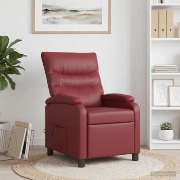 vidaXL Massage Relaxstoel Wijnrood Kunstleer, Verzenden, Nieuw