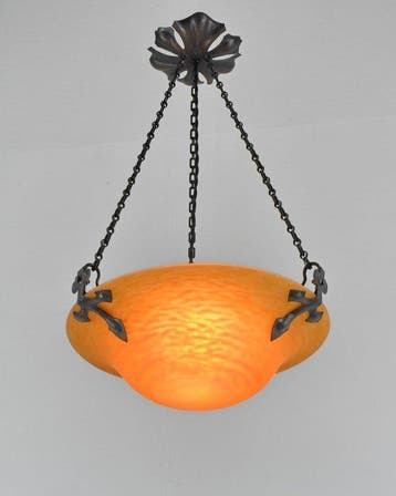 Ecole de Nancy - Daum & Majorelle - French art deco pendant, Antiquités & Art