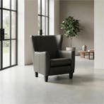 Set van 2 Leren fauteuils Hug - Toledo Antracite, Nieuw, Ophalen of Verzenden, 75 tot 100 cm, Leer