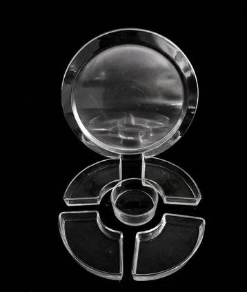 Alessi - Ettore Sottsass - Serveerschaal (6) - Staal, Glas -