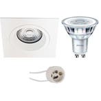 LED Spot Set - Vierkante 5W LED Inbouwspot Mat Wit | GU10 Fi, Verzenden, Nieuw