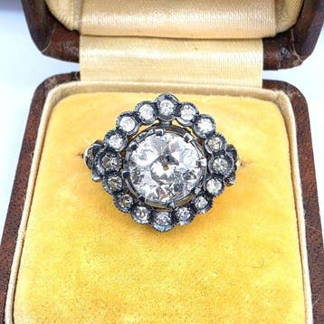 Ring - 18 karaat Geel goud, Zilver - 2.82ct. tw. Diamant, Handtassen en Accessoires, Ringen, Nieuw