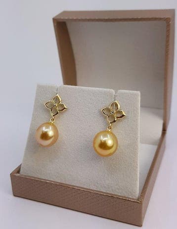 Oorbellen - 14 karaat Geel goud - 0.02ct. tw. - Gouden