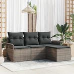 vidaXL Tuinbank Set met kussen met opslag 4 pcs Grijs Poly, Verzenden