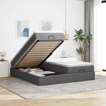 vidaXL Ottoman bed met matrassen 180x200cm stof donkergrijs, Verzenden