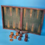 Table de jeux - Set de backgammon – aspect acajou et pions