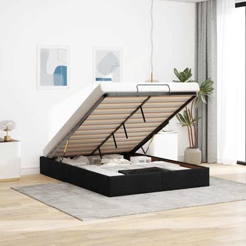vidaXL Bedframe zonder matras 140x200 cm stof zwart, Verzenden, Nieuw
