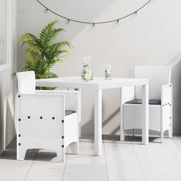 vidaXL Tuin Eettafel Set 3 st Wit Polypropyleen, Verzenden, Nieuw