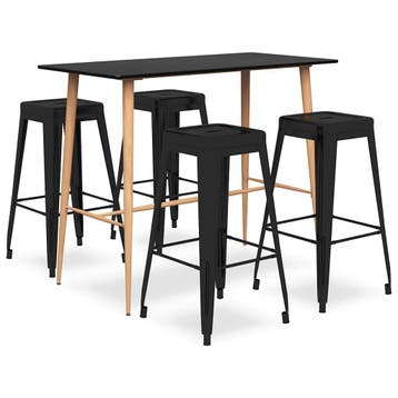 vidaXL 5-delige Barset zwart, Verzenden, Nieuw
