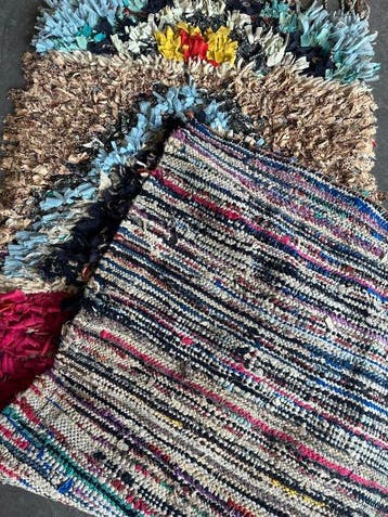 Tapis berbère marocain Boucherouite vintage - Vloerkleed -