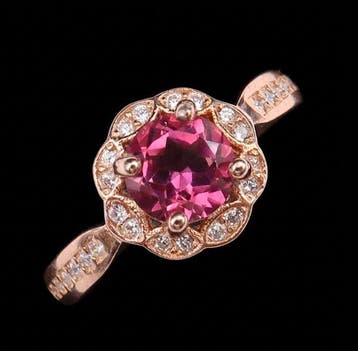 Topaas - Zilver, De Roos van de Dageraad – Ring met Roze