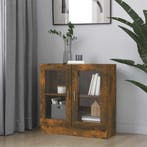 vidaXL Vitrinekast 82,5x30,5x80 cm bewerkt hout gerookt, Verzenden, Nieuw