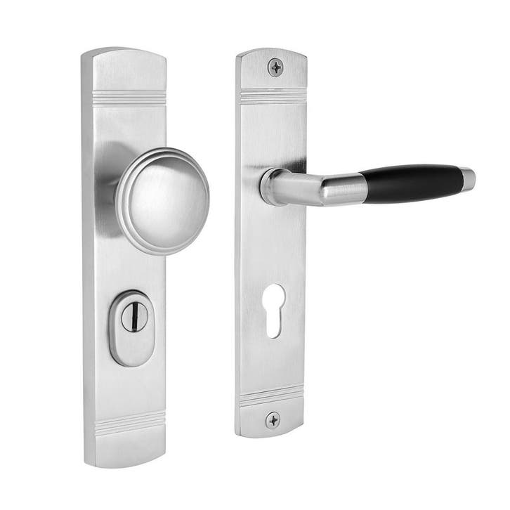 Retro buitendeurbeslag knop/klink PC72 in mat nikkel met..., Doe-het-zelf en Bouw, Hang- en Sluitwerk, Klink of Kruk, Nieuw, Koper of Messing