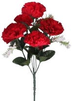 Anjerboeketje Kerstboeket Rood met gips Zijdenbloem per stuk