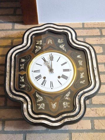 « Œil-de-Bœuf » horloge murale (Ossenoog) Napoléon III Bois,, Antiek en Kunst
