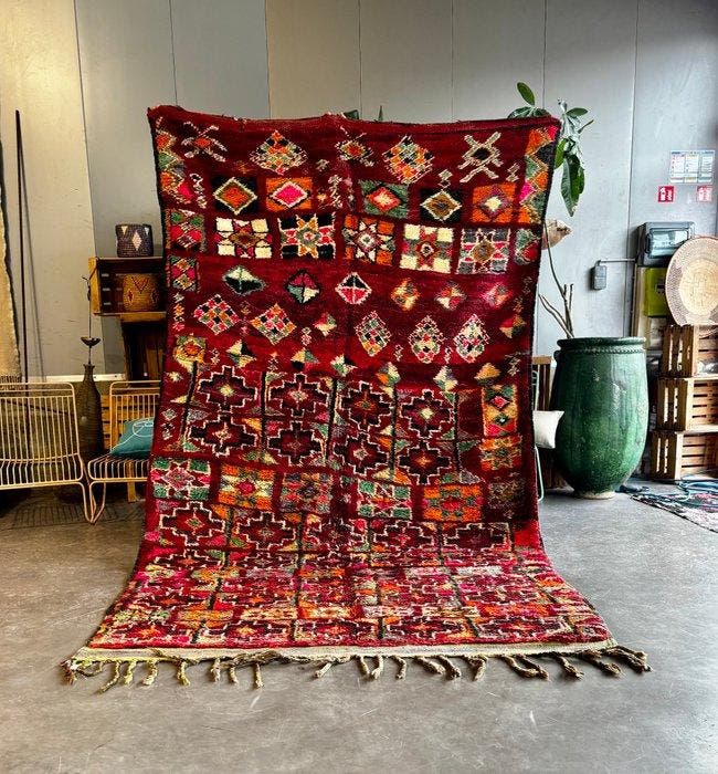 Vintage Marokkaanse Boujad tapijt – groot handgeweven, Maison & Meubles, Ameublement | Tapis & Moquettes