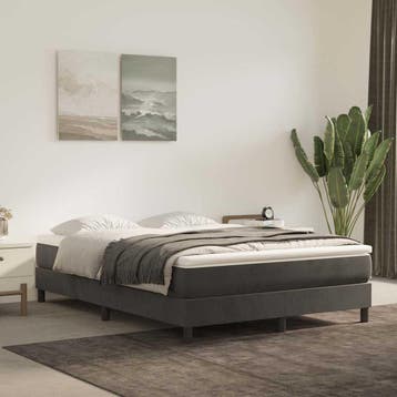 vidaXL Boxspring bed 140x200 cm fluweel donkergrijs, Verzenden, Nieuw