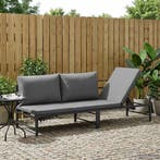vidaXL 3-Persoons Zonligstoel Zwart 200 x 62 x 59,5 cm, Verzenden