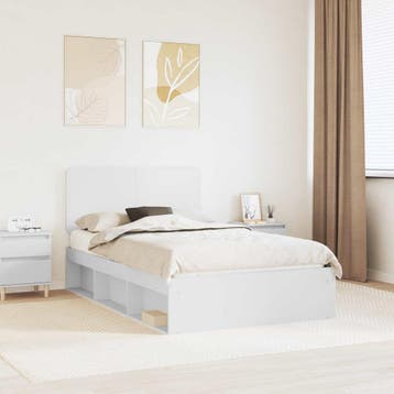 vidaXL Bedframe met hoofdeinde Wit 120 x 200 cm Massief, Huis en Inrichting, Slaapkamer | Bedden, Verzenden, Nieuw