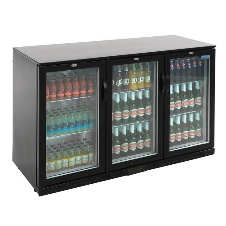 Polar G-serie 3-deurs barkoeling met klapdeuren zwart 330 li, Articles professionnels, Horeca | Équipement de cuisine, Envoi