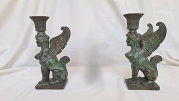 Bougeoir (2) - Bronze - Sphinx ailés en Bronze