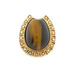 Gouden broche met tijgeroog en parels, Bijoux, Sacs & Beauté, Broches, Ophalen of Verzenden