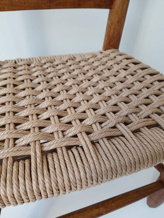 Kinderstoel - Hout, Papercord - Vintage, Antiek en Kunst, Curiosa en Brocante