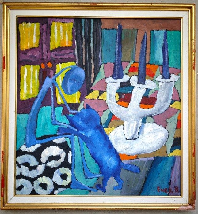 Valeria Emets (1967) - Poème en bleu et blanc, Antiek en Kunst, Kunst | Schilderijen | Klassiek