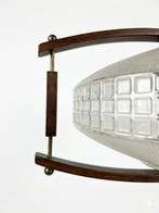 Plafondlamp - Glas, Hout - Mid century design lamp, 1960s, Antiquités & Art
