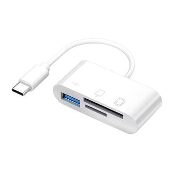 3-in-1 USB-C Kaartlezer - SD & MicroSD Card Reader - Met USB, Verzenden, Nieuw