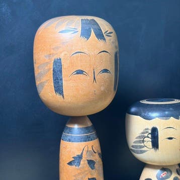 Rare ensemble de 3 poupées kokeshi japonaises vintage,