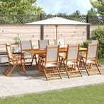 vidaXL 9-delige Tuinset massief acaciahout en textileen, Verzenden, Nieuw, Tuinset