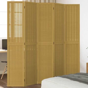 vidaXL Kamerscherm met 5 panelen massief paulowniahout bruin, Verzenden, Nieuw