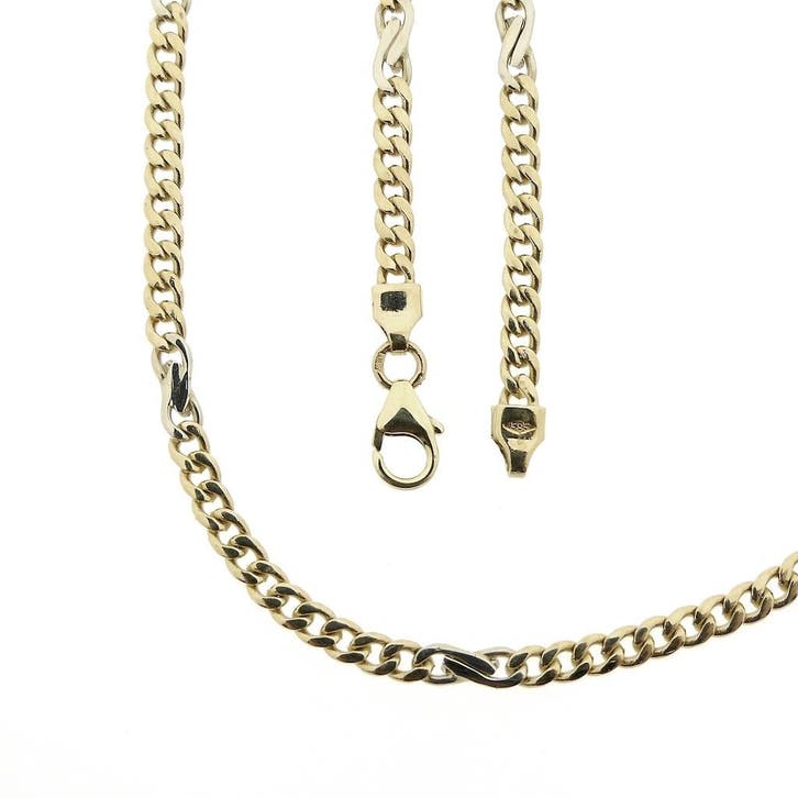 Bicolor gouden gourmetschakel ketting, Bijoux, Sacs & Beauté, Colliers, Enlèvement ou Envoi