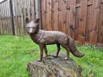 Beeld, Large Bronze Lifelike Fox - Amazing Details 57cm - 38